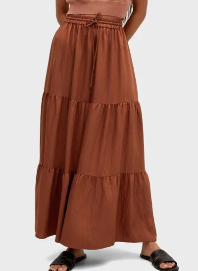 MANGO Drawstring Waist Tiered Skirt