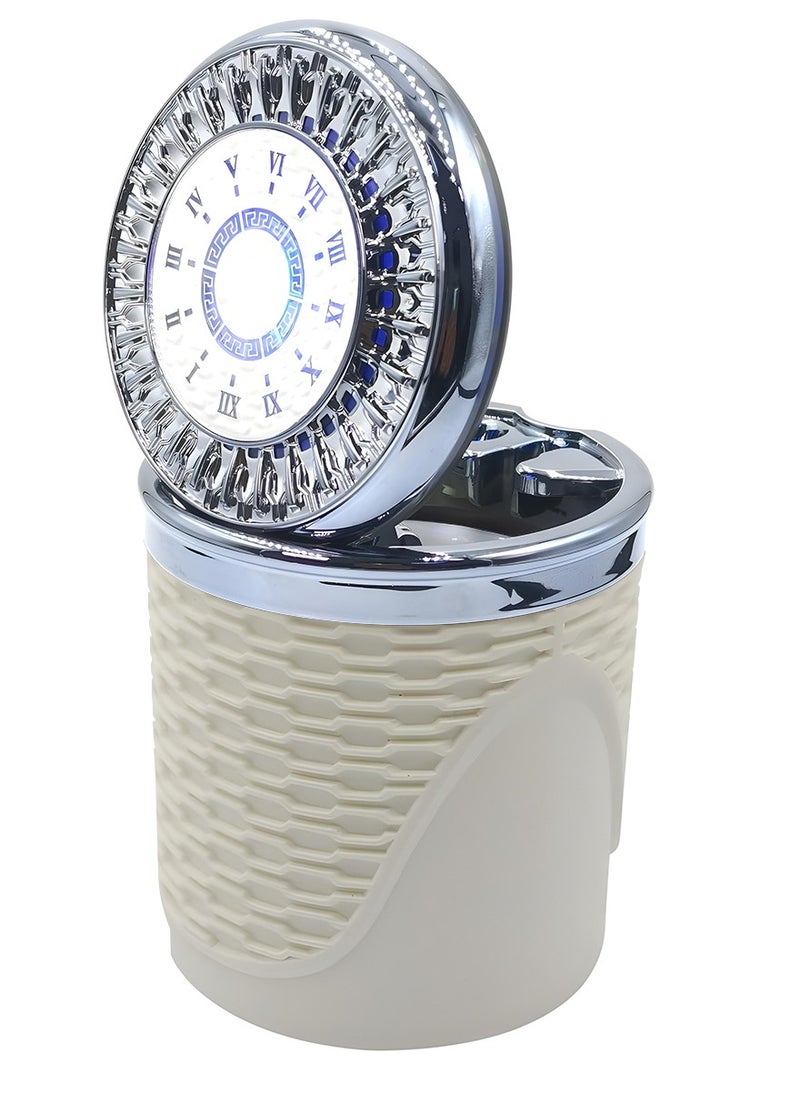 3XR - 3XR Car Ashtray with LED Light and High-Temperature Resistant Stainless Steel Design Beige - Image 1
