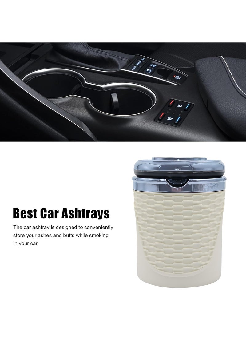 3XR - 3XR Car Ashtray with LED Light and High-Temperature Resistant Stainless Steel Design Beige - Image 1