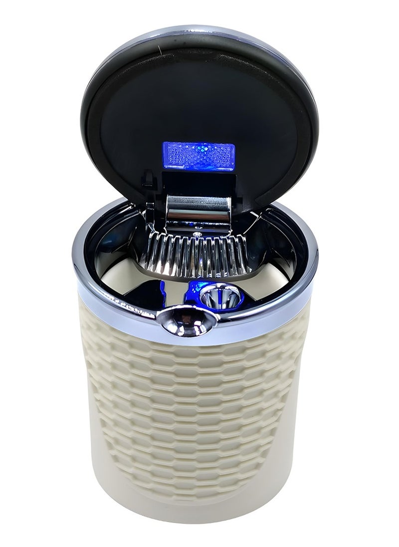 3XR - 3XR Car Ashtray with LED Light and High-Temperature Resistant Stainless Steel Design Beige - Image 1