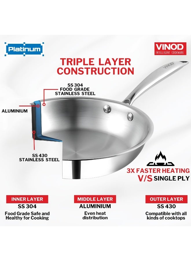 VINOD مقلاة فينود بلاتينيوم ثلاثية الطبقات من الفولاذ المقاوم للصدأ - 16 سم (صديقة للموقد الحثي) - Image 3
