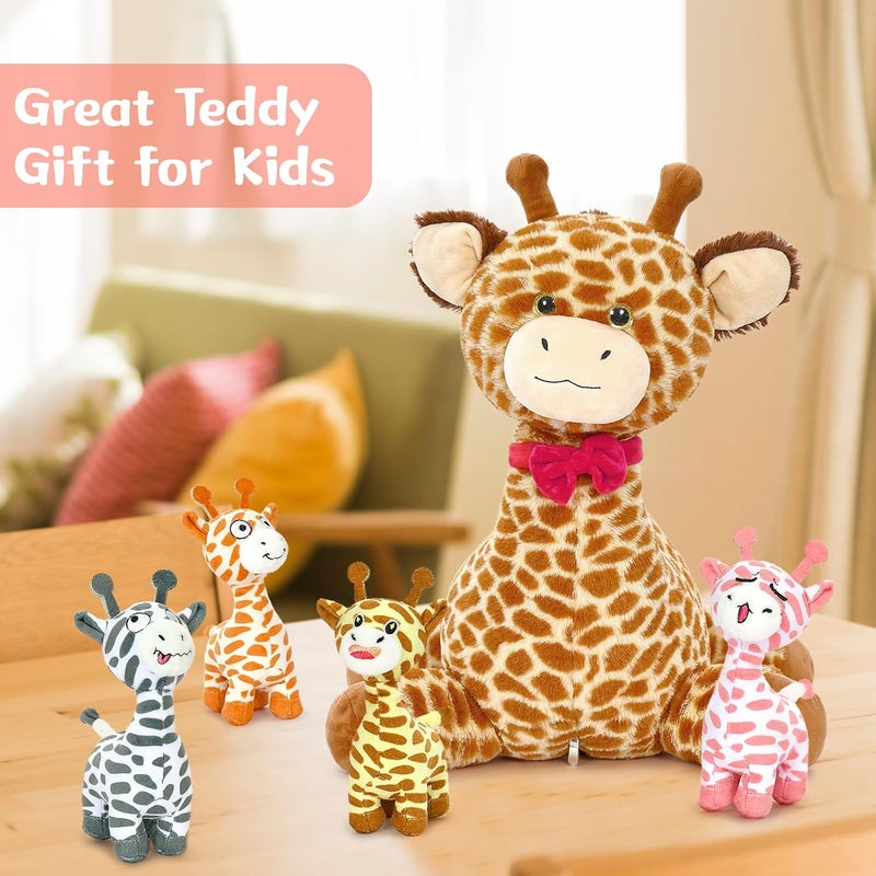 MorisMos Giraffe Giant Cuddly Toy XXL with 4 Plush Baby in Belly Soft Giraffe Stuffed Toy Plush Toy Gift for Girls Children Baby - Image 4