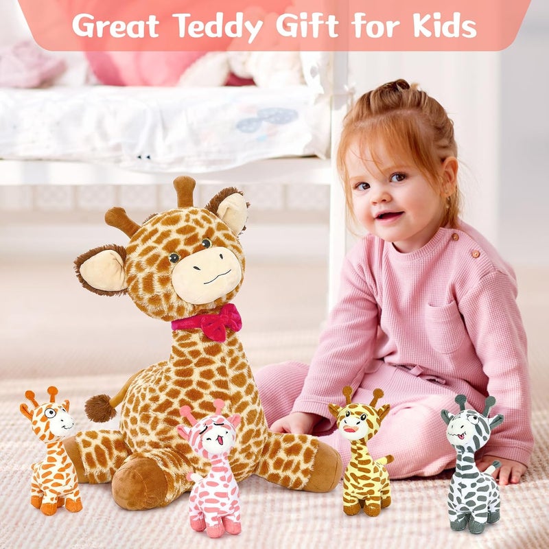 MorisMos Giraffe Giant Cuddly Toy XXL with 4 Plush Baby in Belly Soft Giraffe Stuffed Toy Plush Toy Gift for Girls Children Baby - Image 5