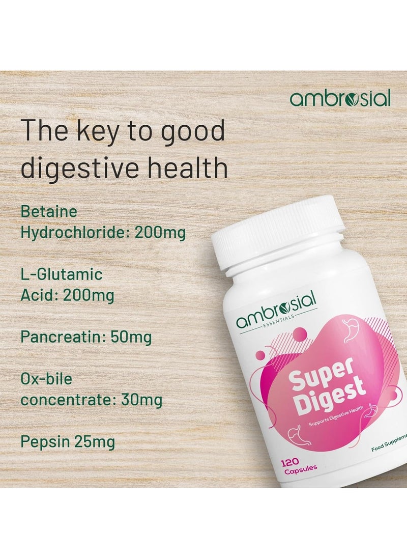 ambrosial Super Digest Support Digestive Health Pack of 1 120 Capsule Food Supplement  - Image 2