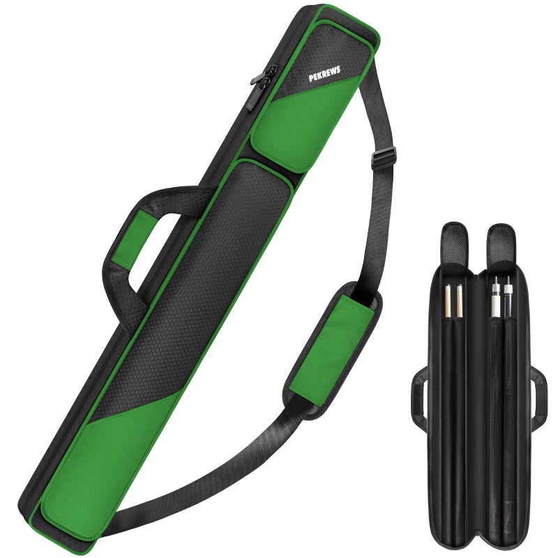 PEKREWS Pool Cue Case Pool Stick Case 2x2 Holds 2 Sticks with 2 Accessory Zipper Pockets Sturdy Polyester Pool Cue Carry Bag with Shoulder Strap Handle Soft Billiard Cue Sling Bag for Men and Women - Image 2