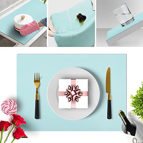 IYYI Silicone Placemats, Placemats Set of 4, Kids Place Mats, Waterproof Table Mat, Heat Resistant Non-slipTable Mats for Dining Table (Light Blue) - Image 4