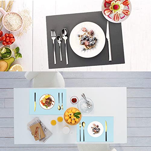 IYYI Silicone Placemats, Placemats Set of 4, Kids Place Mats, Waterproof Table Mat, Heat Resistant Non-slipTable Mats for Dining Table (Light Blue) - Image 3