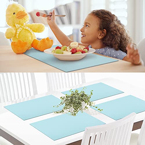 IYYI Silicone Placemats, Placemats Set of 4, Kids Place Mats, Waterproof Table Mat, Heat Resistant Non-slipTable Mats for Dining Table (Light Blue) - Image 2