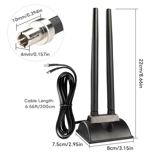 Boobrie Dual Band WiFi Antenna 2.4GHz 5GHz 5.8GHz TS9 WiFi Antenna with Magnetic Base 5dBi External Antennas for Wi-Fi Router/Hotspot/Industrial IoT/Car WiFi, 6.56Ft Low Loss Cable - Image 2