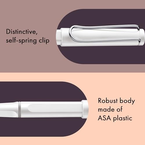 Lamy safari white - Rollerball Pen with ergonomic grip & line width M - for pleasant long writing - made of robust ASA plastic - including rollerball refill M 63 in blue - Image 5