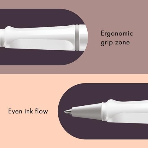 Lamy safari white - Rollerball Pen with ergonomic grip & line width M - for pleasant long writing - made of robust ASA plastic - including rollerball refill M 63 in blue - Image 4