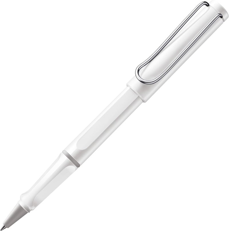 Lamy safari white - Rollerball Pen with ergonomic grip & line width M - for pleasant long writing - made of robust ASA plastic - including rollerball refill M 63 in blue - Image 1