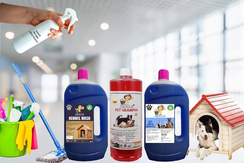 swacch Kennel Wash (Lavender) + Pet Shampoo (Strawberry) I Pet Aqua Odour Remover (Lavender) 1 Litre Combo Pack of 3 Economical Pack I Dog and Cat Friendly - Image 2