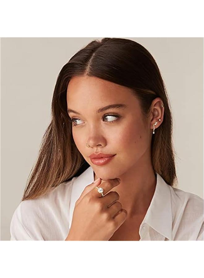 PAVOI 14K Gold Plated Halo Ring | Heart Ring for Women | Square Round Promise Rings for Her - Image 2