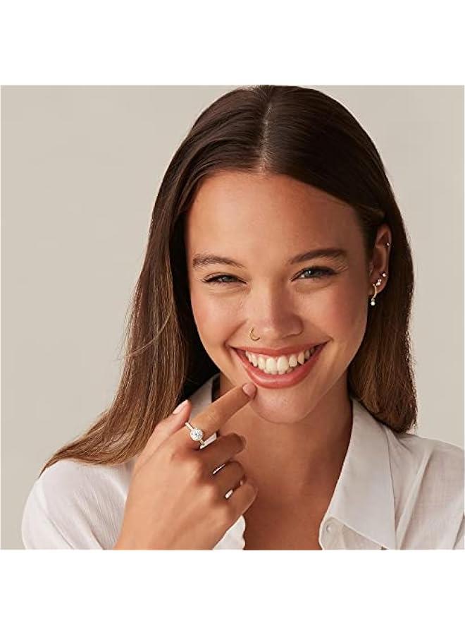 PAVOI 14K Gold Plated Halo Ring | Heart Ring for Women | Square Round Promise Rings for Her - Image 4