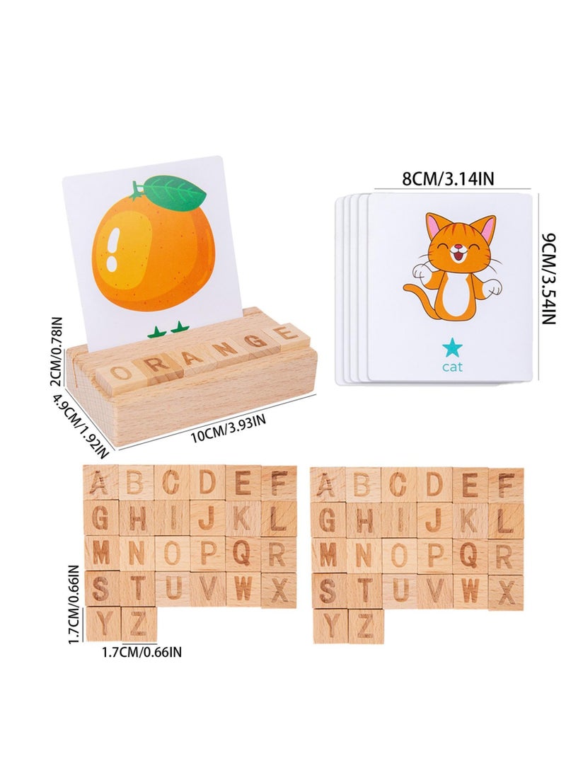 Excefore Wooden Reading Blocks Spelling Games, Alphabet Flash Cards Toys with 30 Flash Cards, Learning Educational Montessori Puzzle Gift, Suitable for Preschool Kids Boys Girls Age 3 4 5 6 Years Old  - Image 5