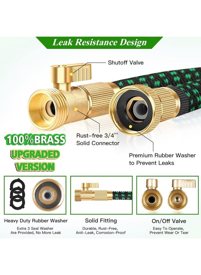 رويكسزس خرطوم الحديقة 100 قدم ، خرطوم حديقة قابل للتوسيع مع فوهة نمط الرش 9 ، 1/2 '' & 3/4 '' النحاس الصلب ، أنبوب خرطوم قابلة للتوسيع 3800D قابلة للتوسيع مع 3 طبقة ، تخزين سهلة التخزين - Image 2