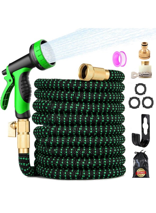 رويكسزس خرطوم الحديقة 100 قدم ، خرطوم حديقة قابل للتوسيع مع فوهة نمط الرش 9 ، 1/2 '' & 3/4 '' النحاس الصلب ، أنبوب خرطوم قابلة للتوسيع 3800D قابلة للتوسيع مع 3 طبقة ، تخزين سهلة التخزين - Image 1