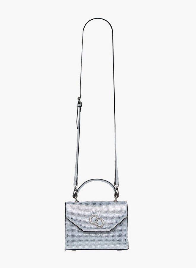 Celeste Embellished Satchel Bag with Button Closure - Image 3