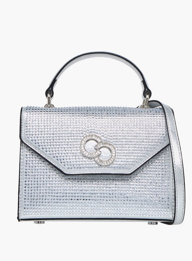 Celeste Embellished Satchel Bag with Button Closure - Image 1