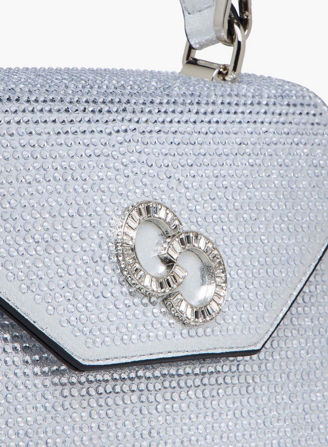 Celeste Embellished Satchel Bag with Button Closure - Image 5