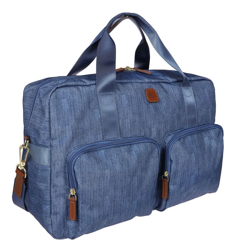 Bric's X-BAG 18-Inch Cargo Duffle Bag - Luxury Travel Bag with Luggage Sleeve - Carry On Bag and Weekender Bag Made from Durable Satin Nylon - Jeans - Image 2