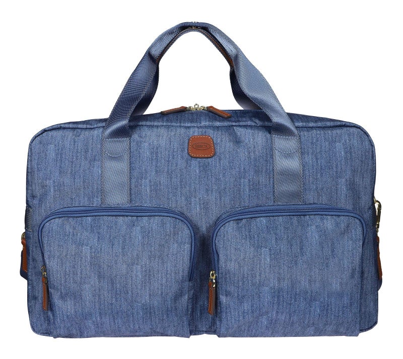 Bric's X-BAG 18-Inch Cargo Duffle Bag - Luxury Travel Bag with Luggage Sleeve - Carry On Bag and Weekender Bag Made from Durable Satin Nylon - Jeans - Image 1