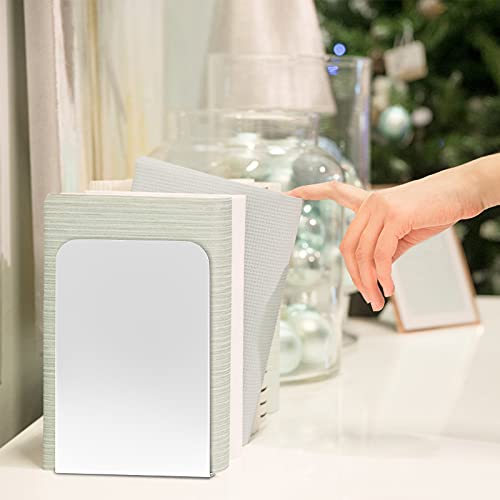 VFINE Bookends 1 Pair, White Metal Book Ends, Bookends for Shelves, Book Stopper for Heavy Books, Book Dividers for Home Office - Image 5