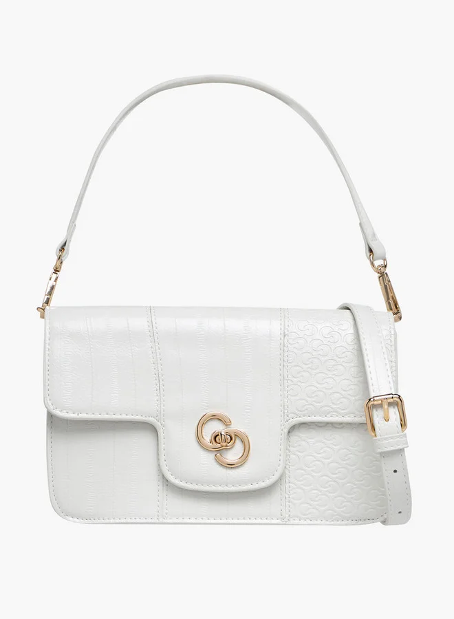 سيليست حقيبة كروس بودي بنقش شعار مع قفل ملتوي