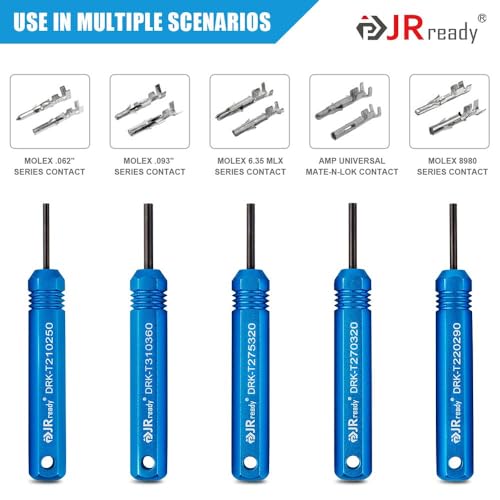 JRready ST5228 Extractor Tools,Removal Tools Kit for JST/AMP .062" /Molex .062" & .093” Pin and Socket Connectors, Male and Female Connector Tube Type Pin Extractor Tool kit 5PCS Sizes - Image 2