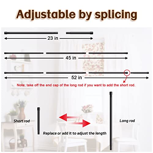 FactionGarden Curtain Rods for Windows 28 to 48 Inch, 5/8 Inch Matte Black Curtain Rod Set with Brackets Heavy Duty Small Drapery Curtain Rods, Size: 23-52 Inch - Image 4