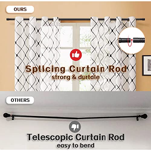 FactionGarden Curtain Rods for Windows 28 to 48 Inch, 5/8 Inch Matte Black Curtain Rod Set with Brackets Heavy Duty Small Drapery Curtain Rods, Size: 23-52 Inch - Image 3