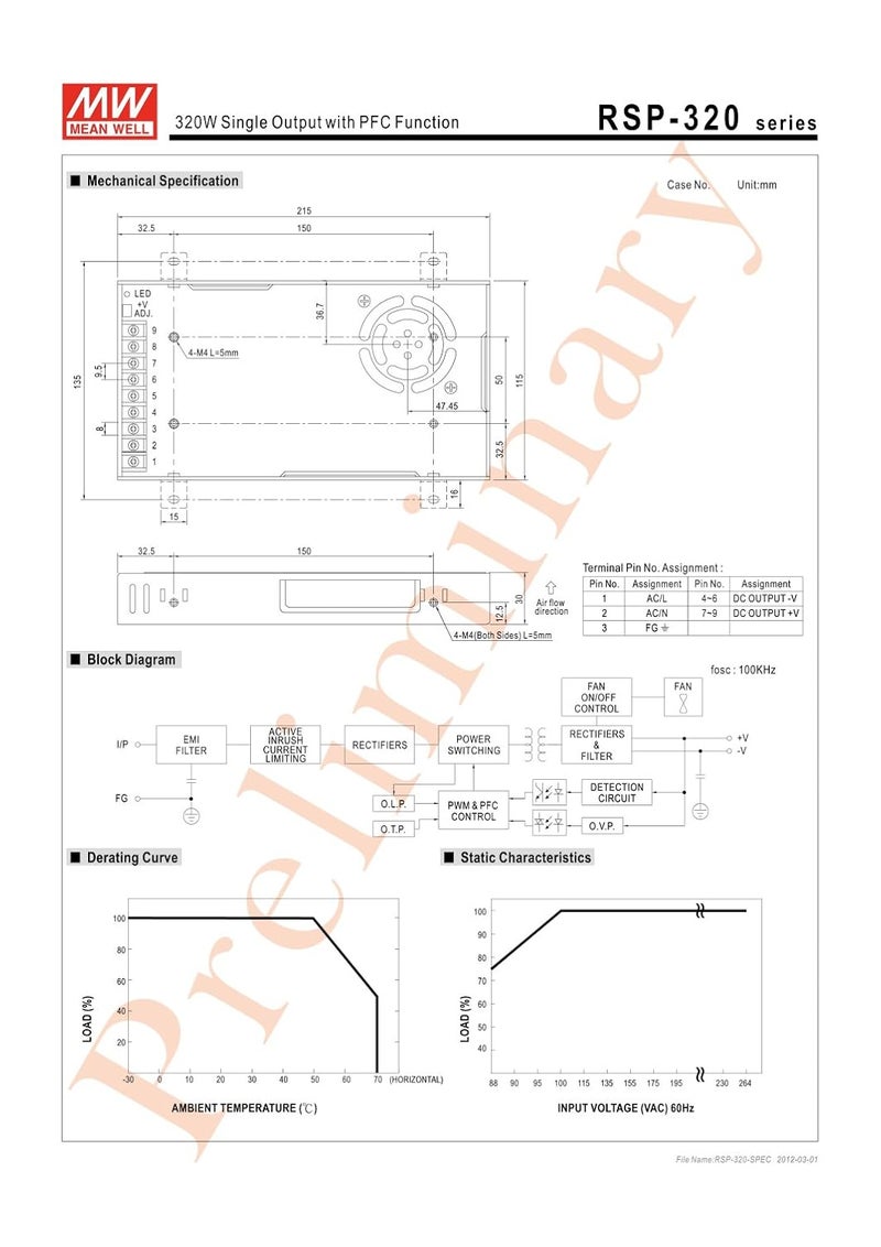 Mean Well RSP 320 12 320W 12V 26 7A AC DC Enclosed Power Supply with PFC - Image 3