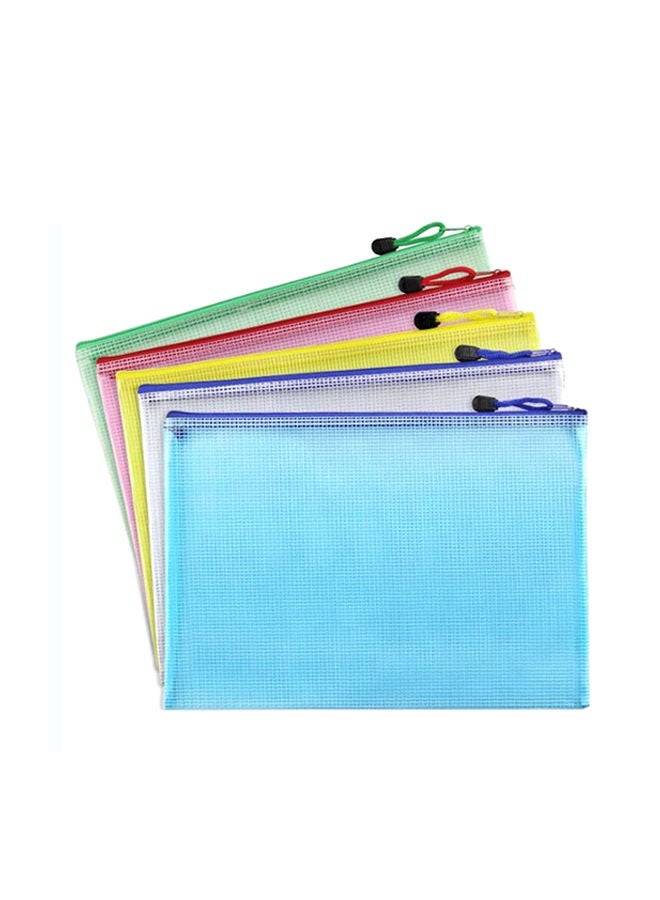 NIBEMINENT 12-Piece Zipper Plastic Mesh Stationery Bag Set Multicolour