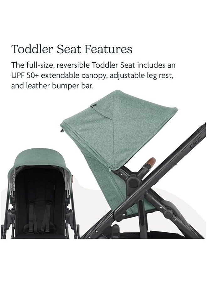 UPPAbaby - Cruz V2 Stroller For Infants And Toddlers Gwengreen Melange With Carbon Frame And Saddle Leather – Upf 50+ Canopy, Generous Storage, Adjustable Harness - Image 1