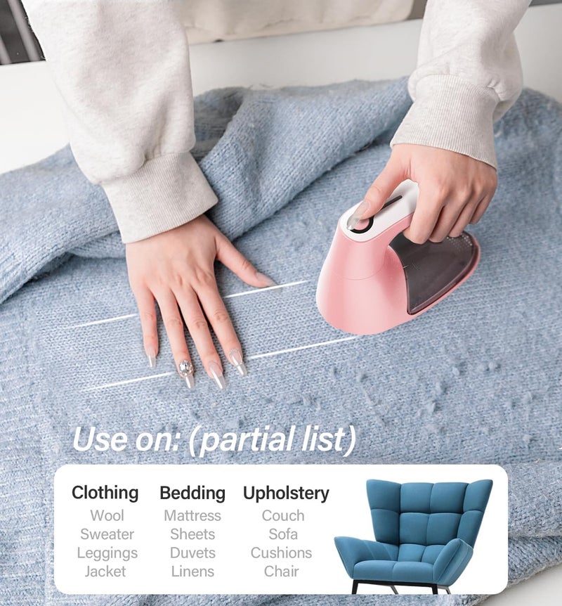 Bymore Fabric Shaver, Lint Shaver for Clothing Furniture Shaver, Sweater Defuzzer Pill Remover Shaver, Lint Remover for Clothing Fuzz-Pink - Image 5