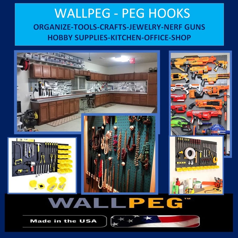 WallPeg لوحات بيغ بورد مصنوعة في الولايات المتحدة - مجموعة تخزين الحائط (PB-2 B) (2) قطعة - مجموعة منظم أدوات بيغ بورد 24" x 16" - مجموعة منظم الجراج - Image 4