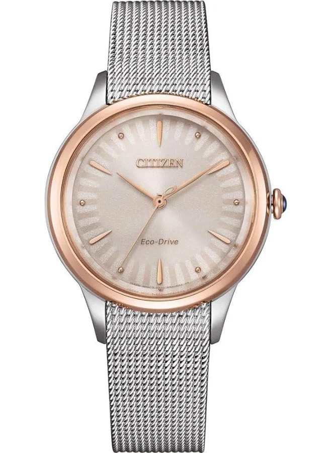 CITIZEN Citizen Women's Analogue Eco-Drive Watch with Stainless Steel Strap EM1156-80X
