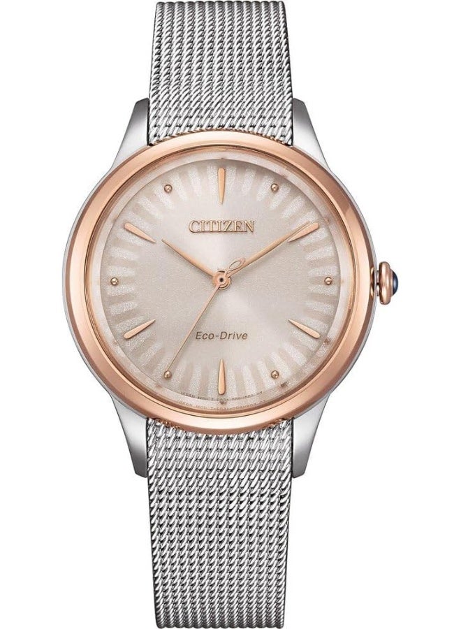 Citizen Women's Analogue Eco-Drive Watch with Stainless Steel Strap EM1156-80X - Image 1
