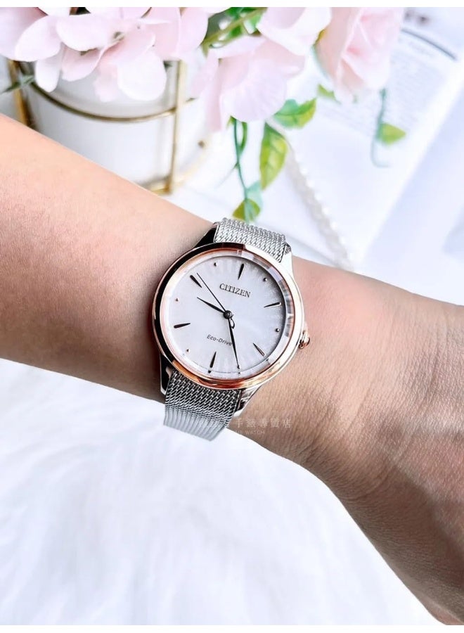 Citizen Women's Analogue Eco-Drive Watch with Stainless Steel Strap EM1156-80X - Image 4