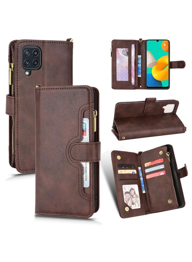 اس-توب جراب لهاتف Samsung Galaxy M32 4G جراب هاتف جلدي بسحاب من نسيج الليتشي - Image 1