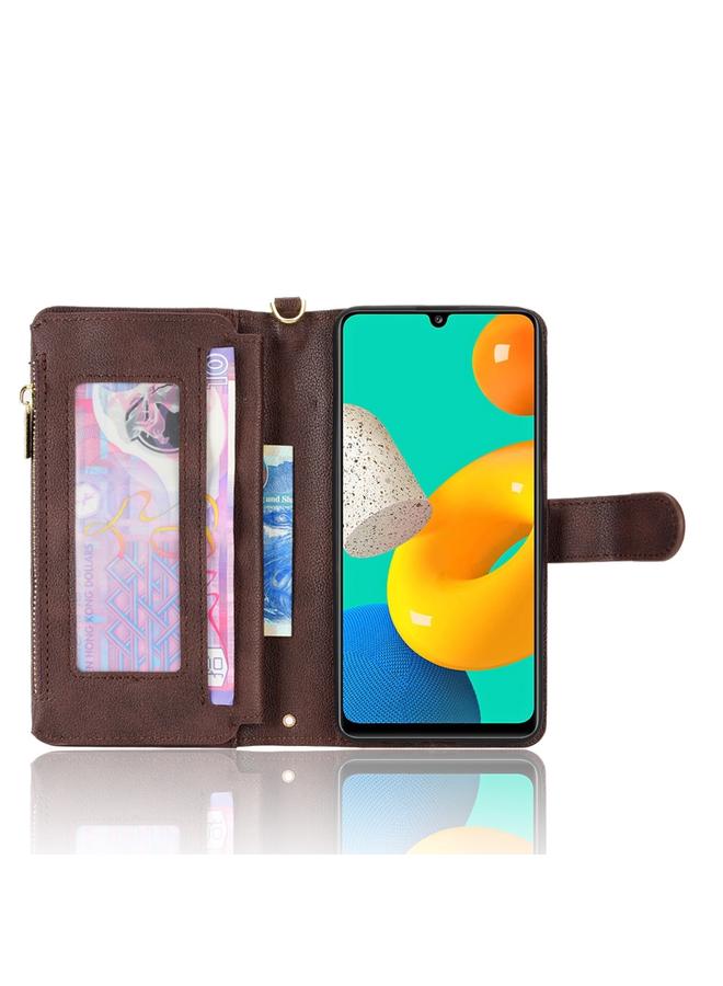 اس-توب جراب لهاتف Samsung Galaxy M32 4G جراب هاتف جلدي بسحاب من نسيج الليتشي - Image 3