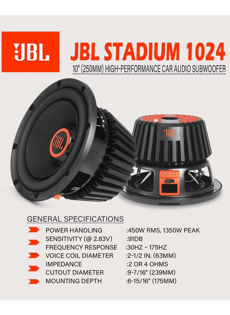 JBL - Jbl Stadium 1024-10 Inch Subwoofer W/Ssi (Selectable Smart Impedance) Switch From 2 To 4 Ohm - Image 1