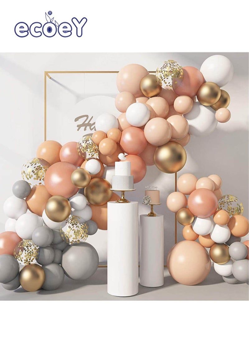 Ecoey 129pcs Rose Gold White Latex Balloon Arch Garland Set - Perfect for Graduation Baby Shower Wedding Birthday Bachelorette Party Backdrop Decoration - Suitable for Indoor and Outdoor - Image 1