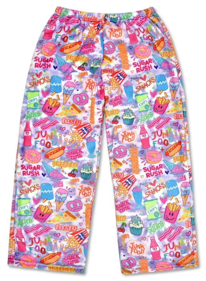 iscream + Corey Paige Designs Big Girls Bright Print Silky Soft Plush Pants - Junk Food, X-Small (4/6) - Image 1