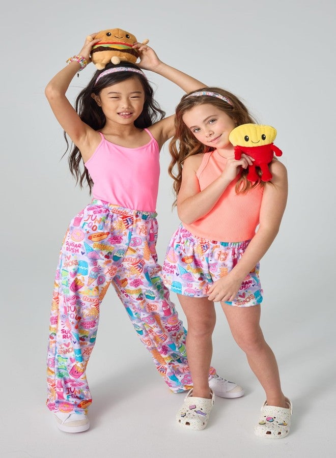 iscream + Corey Paige Designs Big Girls Bright Print Silky Soft Plush Pants - Junk Food, X-Small (4/6) - Image 4