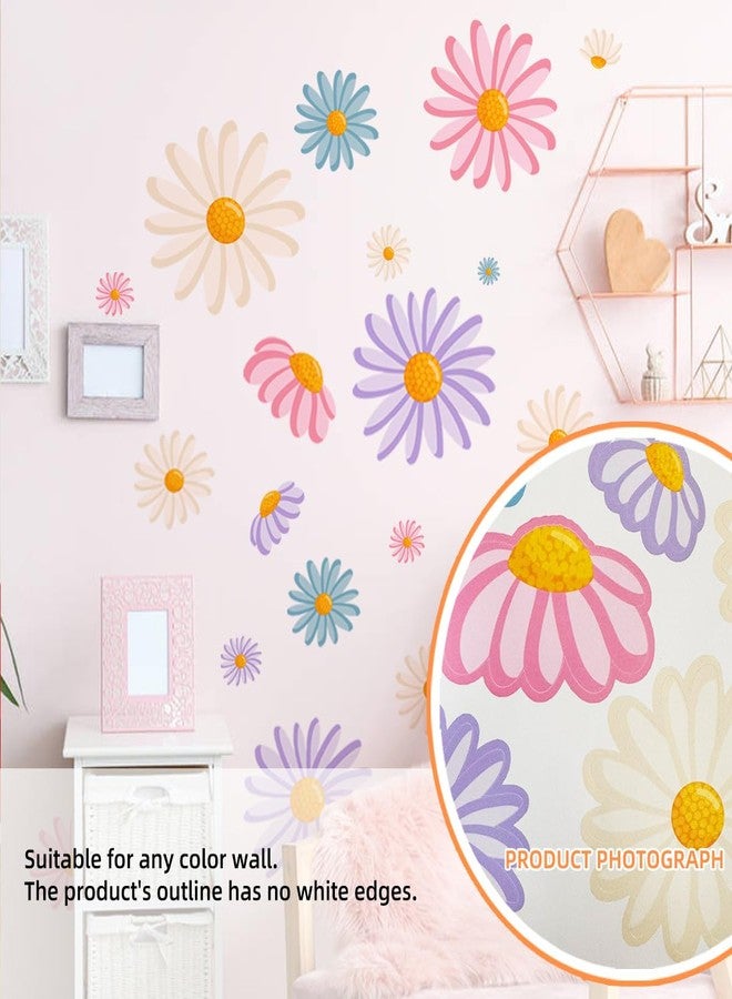 iMagitek 6 Sheet Colorful Daisy Wall Decals Boho Flower Wall Stickers Vinyl Peel and Stick Daisy Floral Flower Wall Decals for Nursery Playroom Kids' Bedroom - Image 3