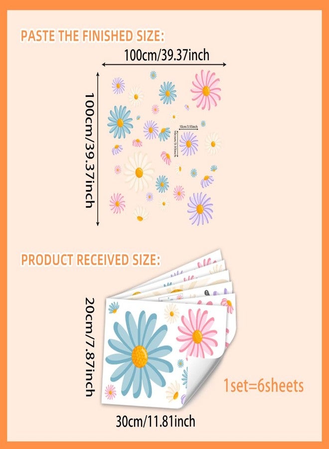 iMagitek 6 Sheet Colorful Daisy Wall Decals Boho Flower Wall Stickers Vinyl Peel and Stick Daisy Floral Flower Wall Decals for Nursery Playroom Kids' Bedroom - Image 5