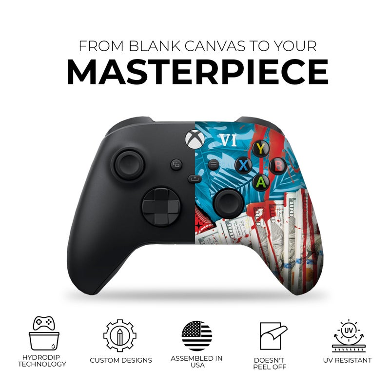 DreamController G. T. A. 6 Custom X-box Controller Wireless compatible with X-box One/Series X/S Customized in USA with Permanent HYDRO-DIP Printing (NOT JUST A SKIN) - Image 3