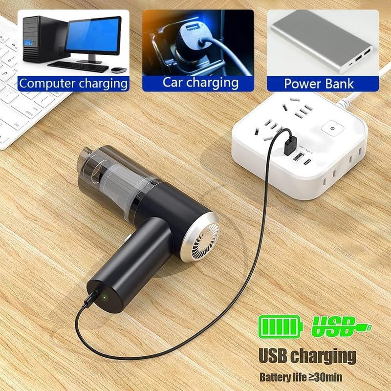 COVERLY Handheld Car Vacuum Cleaner Car Vacuum Portable Cordless 2 in 1 Air Duster and Vacuum Cleaner with LED Light MultiNozzles 120W High Power Hand Held Vacuum for Car Home Pet Office - Image 4